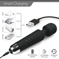 FERMOR Silicone Wand Massager USB Rechargeable 20 vibration Patterns 8 Speeds 100% waterproof siliconPortable Hand Held Electric Cordless Personal Full Body Massager.