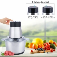 PRSVIKE Electric Chopper, Meat Grinders with Stainless Steel Bowl Heavy 700W Motor - 2 Speed Modes for Kitchen Food Processor, Meat, Vegetables, Onion, Mince (Electric, 2 Liter)