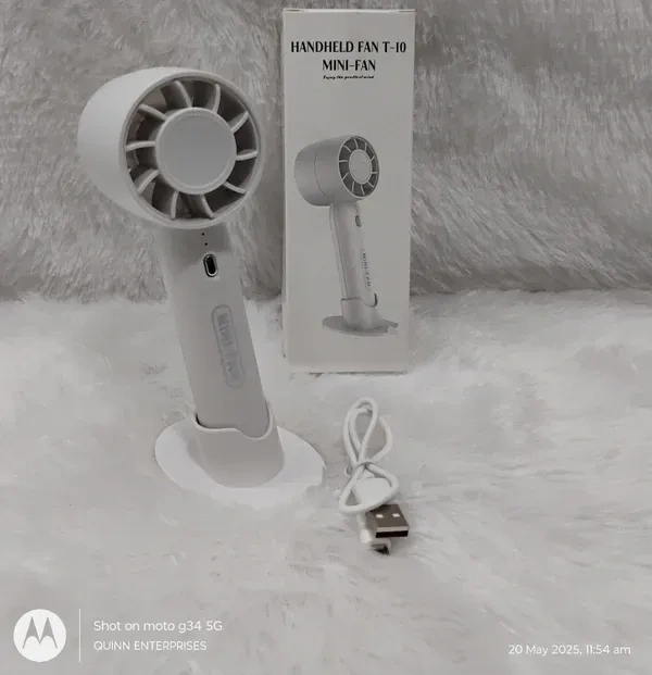 T-10 Handheld Mini Fan, Portable USB Rechargeable Fan With Base - 3 Speed Powerful & Quiet Personal Cooling Blower for Travel/Makeup/Outdoor, Cute Gifts for Women, Girl, Men