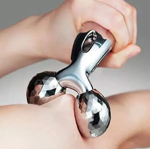 Dealsure 3D Manual Roller Massager 360 Rotate Roller Face Body Massager For Skin Lifting, Wrinkle Remover and Facial Massage, Relaxation and Skin Tightening Tool For Uni- Sex(Silver Color)