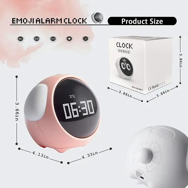 Alarm Clock, Digital Clock, Alarm Clock for Students with Adjustable Brightness, Snooze Function, Temperature & Touch to Wake, Diwali Gifts (Pink)