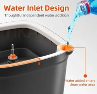 Spin Mop and Bucket Set with Self Separation Dirty and Clean Water System, Square Mop Bucket Self Wringing 360° Rotating Clean Floor Mop-Head for Hardwood Tile Marble Floors (Mop Set with 2pads)