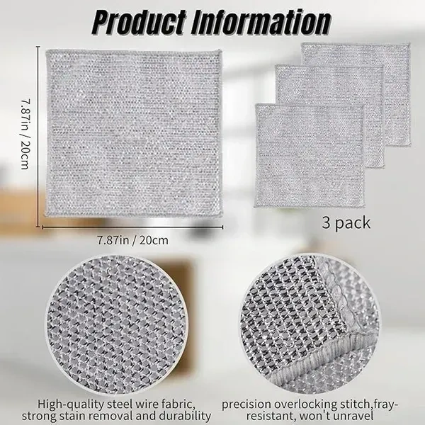 QOKZEK Non-Scratch Dish Wash Cloth | Versatile Wire Scrubber for Kitchen Cleaning | Reusable Mesh Cloth for Dishes, Sinks, and Home Appliances | Easy Rinsing & Durable (10