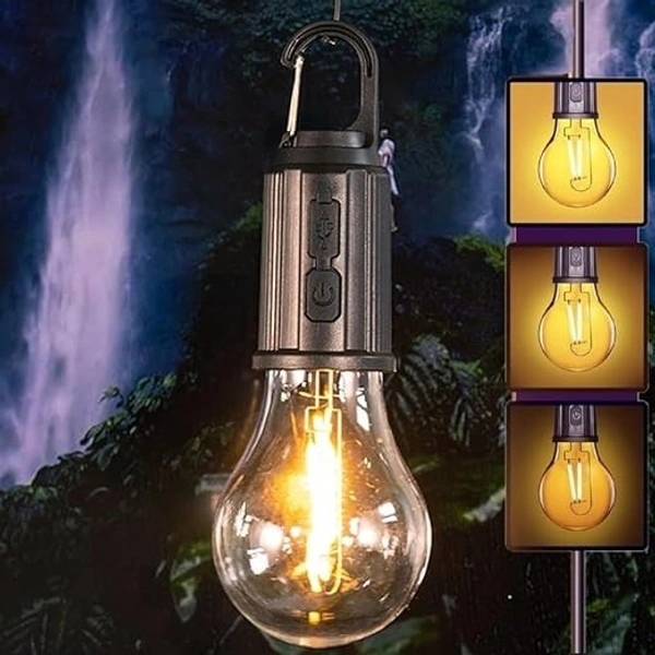 Multipurpose Portable Utility Bulb Camping Light Portable Outdoor Tent Light Bulbs - Clip Hook | Camping Tent Bulb 3 Modes | Battery Powered | Emergency Light Gear for Hiking (Pack of 1)