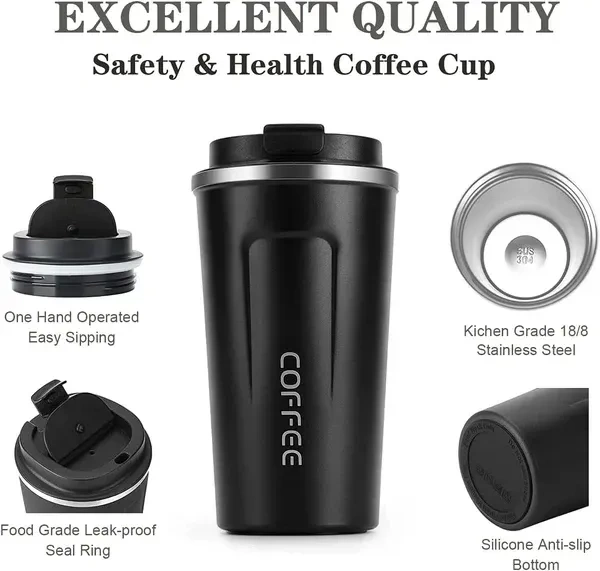 TNGLOVE Vacuum Insulated Temperature Display Coffee Mug 510 ML | Stainless Steel Coffee Mug | Insulated Travel Mug | Double-Walled Insulation Hot and cold Smart Coffee Tumbler Travelling Mug