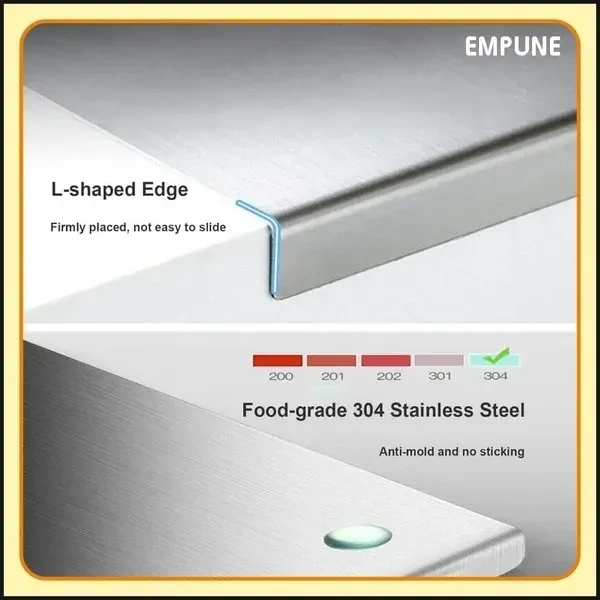 OrganizeMee Chopping Board Stainless Steel Metal Cutting Kitchen,Heavy Duty Chopping-Board Vegetable, Meats vegetable Chopper Boards, Safe Durable with Anti-Skid Silicon Pad (Extra Large)(45CM X 31CM)