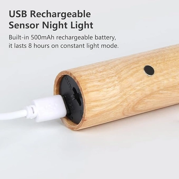 Wooden Wall Light, Indoor Night Light with Motion Sensor, Magnetic Rechargeable Wireless Battery Wall Lights for Bedroom, Hallway, Stairway, Children Room and More