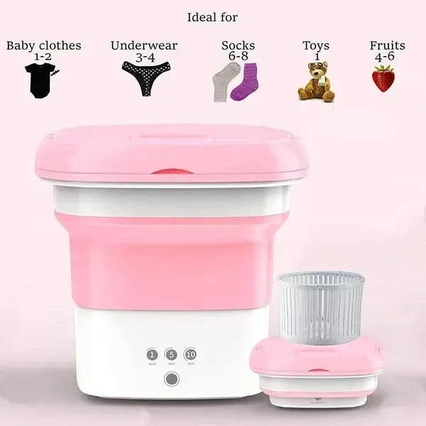 Portable Foldable Mini Top Loading Washing Machine 2kg with Spinner and Dryer for Baby Clothes, Semi Automatic Bucket Washer with Modes for Home, Travel