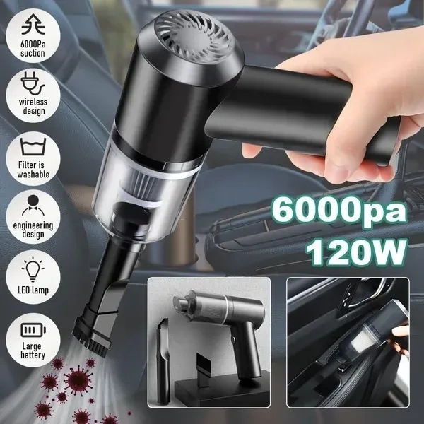 Orzinpro 2 in1 Portable Car Vacuum Cleaner with Blower | USB Rechargeable Wireless Handheld Car Vacuum Cleaner Traveling, Camping Reusable,Portable,Rechargeable