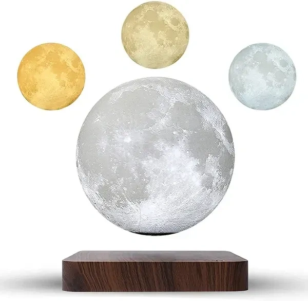 Citaaz Levitating Moon Lamp, 5.5 Inch Magnetic Levitation Moon Light, Floating and Spinning Moon Light Spinning in Air - Night Lamp for Office, Home, Room Decor,Natural