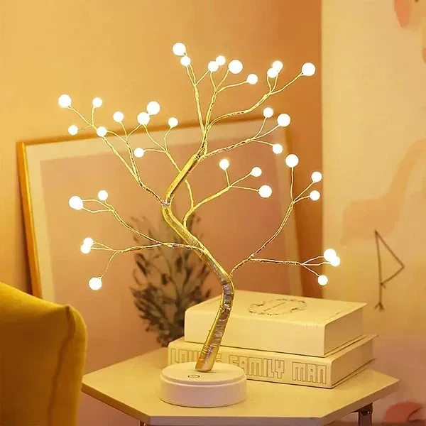 HEADLY 36-LED Shimmer Pearl Tree Desk Tabletop Bonsai Tree Touch Lamp Switch Night Tree Decor Fairy Lights Candle for Festivals, Gifts, Decoration (Warm White)