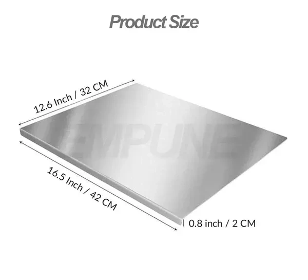 304 Stainless Steel Chopping Board with Lip for Kitchen | with 2 Steel Straw | for Cutting Vegetables, Meat,Fish,Fruits | Medium | 40 x 32 cm