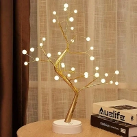 HEADLY 36-LED Shimmer Pearl Tree Desk Tabletop Bonsai Tree Touch Lamp Switch Night Tree Decor Fairy Lights Candle for Festivals, Gifts, Decoration (Warm White)