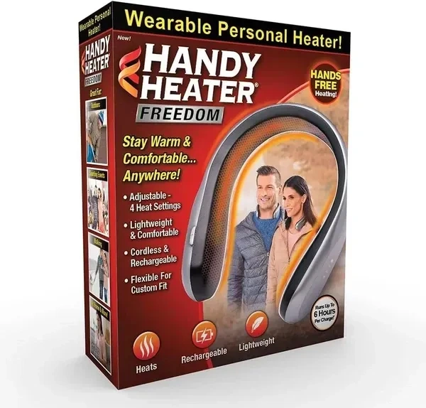 Ontel Handy Heater Freedom - Wearable Neck Heater for Cold Winters, 4 Heat Settings & Comfort-Heat Technology, Cordless Personal Heater for On-the-Go Heating, USB Rechargeable, 6 Hour Battery Life