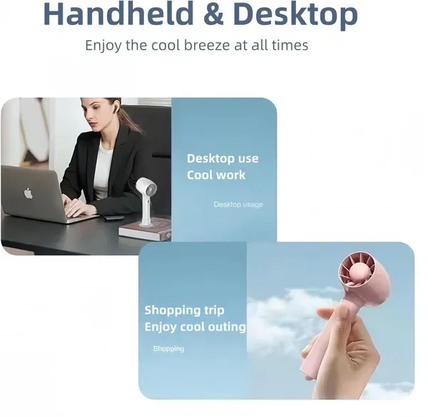 T-10 Handheld Mini Fan, Portable USB Rechargeable Fan With Base - 3 Speed Powerful & Quiet Personal Cooling Blower for Travel/Makeup/Outdoor, Cute Gifts for Women, Girl, Men
