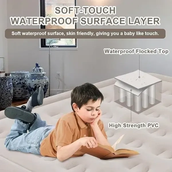 Air Mattress with Built-in Electric Pump, Inflatable Mattress with Storage Bag, Inflatable Blow Up Mattresses with Comfortable Soft, 180 kg Vinyl 2 Seater Inflatable Sofa Guests & Indoor Visit the RGkJAS Store