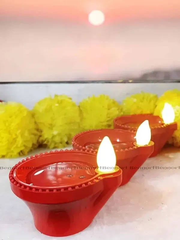 BONZELLA 6 Pcs Water Sensor Diya Lights Electric Flameless & Smokeless LED Diyas | Eco-Friendly Led Diyas Candle Warm Ambient Lights for Home Decor, Diwali Festivals Decoration,Christmas,New Year(6)