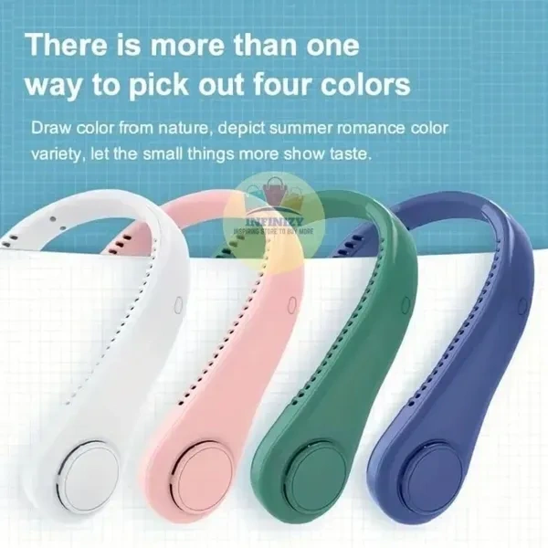 Portable Neck Fan, Bladeless Cooling Fan, 8H Working Time, Headphone Design Personal Fan, Adjustable Neck Fan with 3 Speeds, for Travel Desk Bedroom
