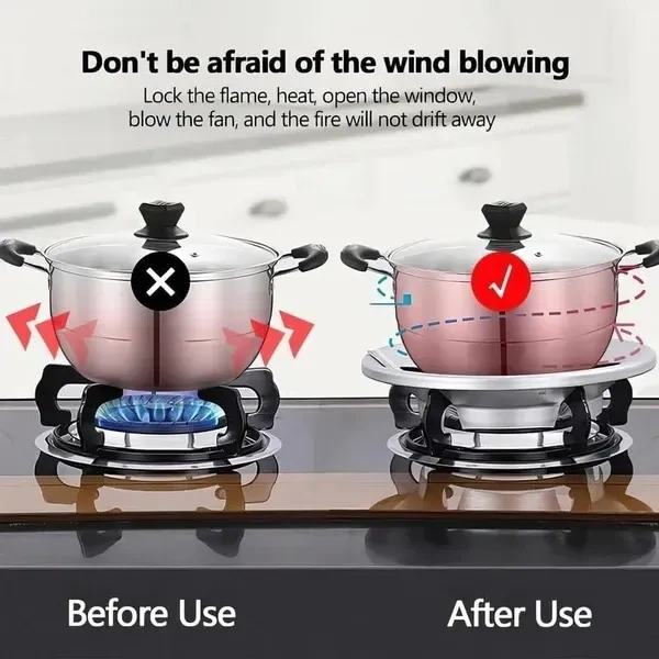 Silver Gas Saver Burner Stand(Pack Of 1) Gas Chula Burner Gas Saver Stand Jali Ring Fire & Windproof Energy Saving, Gas Chula Support Stand 4 Legs Supported For Indian Gas -Metal