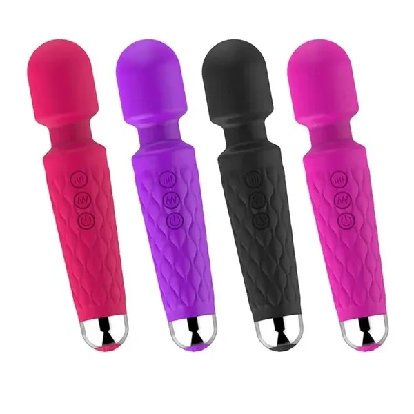 FERMOR Silicone Wand Massager USB Rechargeable 20 vibration Patterns 8 Speeds 100% waterproof siliconPortable Hand Held Electric Cordless Personal Full Body Massager.
