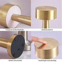 Table Lamp | 2000 mAh Battery | Table Lamp for Bedroom, Table Lamp for Living Room, Lamps for Bedroom, 3 Colour Touch Control - Metal (Gold)
