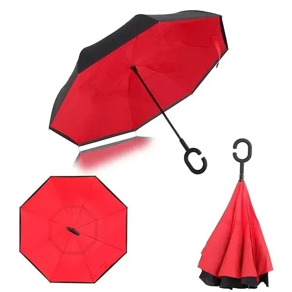 CARTIFY Double Layer Modern Automatic Inverted Reversible No Drip Umbrella with C Shape Handle Fast Monsoon Offer Safety Umbrella Heavy Duty And Dust Proof (Multi color)