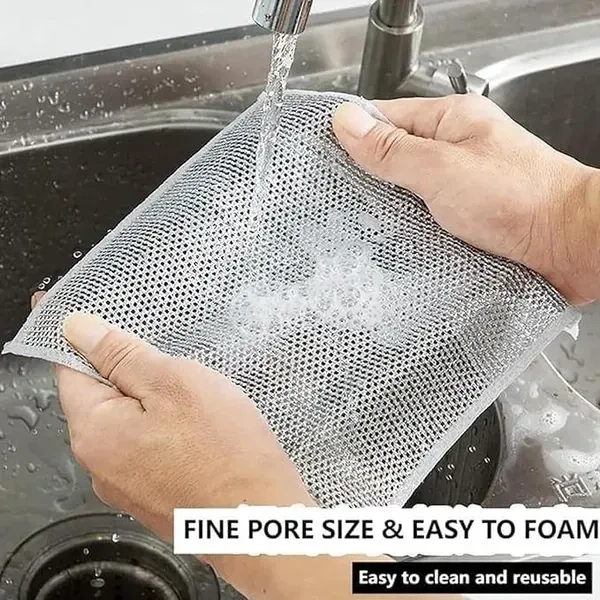 QOKZEK Non-Scratch Dish Wash Cloth | Versatile Wire Scrubber for Kitchen Cleaning | Reusable Mesh Cloth for Dishes, Sinks, and Home Appliances | Easy Rinsing & Durable (10