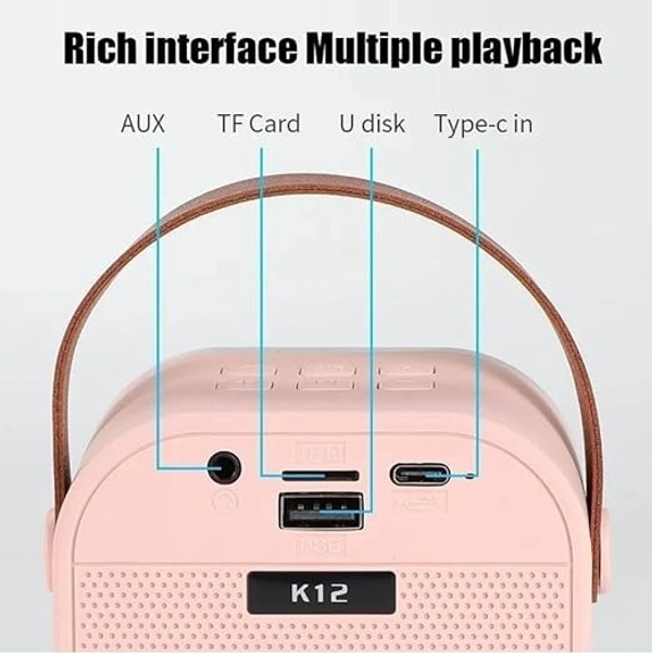 Karaoke Speaker with Mini Portable Blue-Tooth Wireless Microphone and Dynamic Lights Birthday Gift – Model K12 Excellent Toy for Kids 2 3 4 5 6 Year