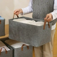 Innovative Mart 26L Foldable Storage Box with Handle Rectangle Wardrobe Storage Baskets Fabric Closet Storage Box for Jeans, Bra, Panty, Tshirts and Saree