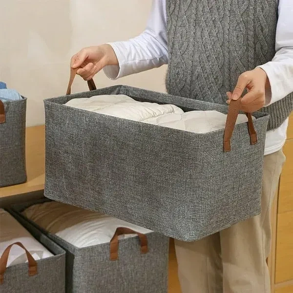 Innovative Mart 26L Foldable Storage Box with Handle Rectangle Wardrobe Storage Baskets Fabric Closet Storage Box for Jeans, Bra, Panty, Tshirts and Saree
