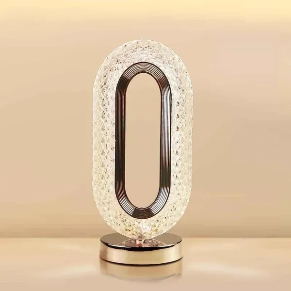 Claritycart New Oval Shape Crystal Lamp | Cordless Luxury Comes with Touch Control, USB Rechargeable &Decoration for Home, Bedroom, Living, Room, Party, Restaurant (Gold