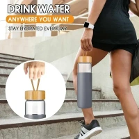 550 ML Borosilicate Glass Water Bottle with Bamboo Lid and Silicone Sleeve - BPA-Free
