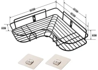 RIOMAX Wall Mounted Self-Adhesive Bathroom Corner Shelf/Kitchen Rack & Holder - Bathroom Accessories (Material-GI Metal, Powder Coated Finish, Black, L Shape Pack of 1)