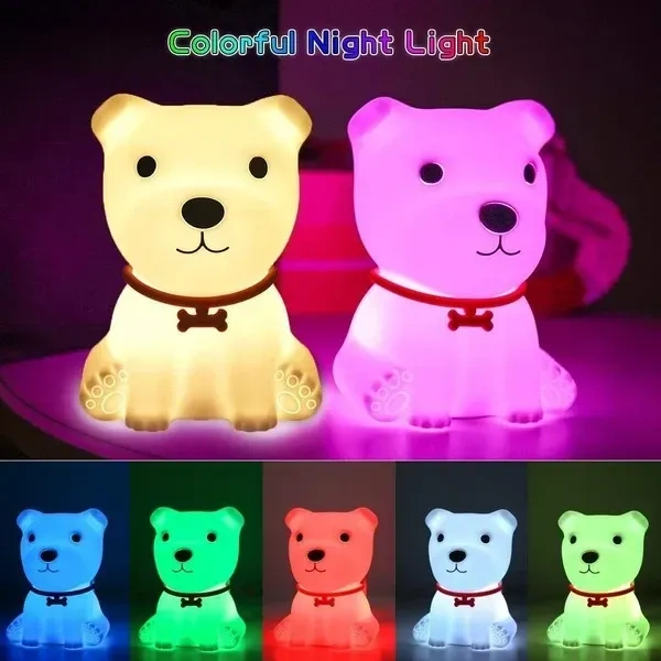 NYRWANA Night Lamp for Bedroom, Cute Lamp, Night Lamp for Kids, Silicone Lamp, Cute Night Lamp, Birthday Gifts, Lamp for Kids, Light Lamp, Diwali Light, Rechargeable, Dog Lamp (Multicolor)