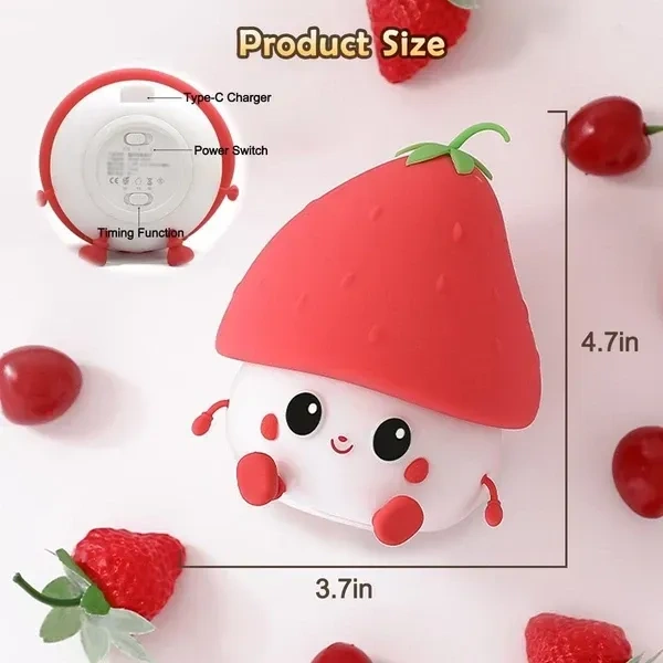 NYRWANA Night Lamp For LED Bedroom, Cute Lamp, Light Lamp, Rechargeable Night Lamp For Kids, Cute Night Lamp, Silicone Lamp, Birthday Gifts, Kids Room Decor, Diwali Light, Strawberry Lamp (Red)