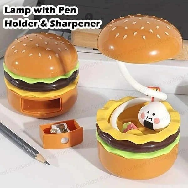 ₹ Burger Lamp Rechargable Desk/Table Lamp Light with Sharpener – Stylish and Functional Lighting Solution for Your Home and Office