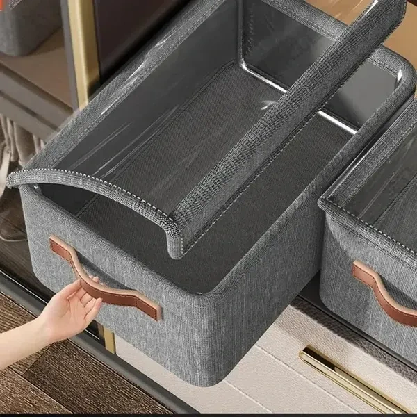 IQS Enterprise 26 Litre Storage Box With Lid Clothes Storage Box With Lid Folding Storage Box With Handles Durable Clothes Basket For Blanket Space-saving Storage And Organizer For Wardrobe (1 pcs)