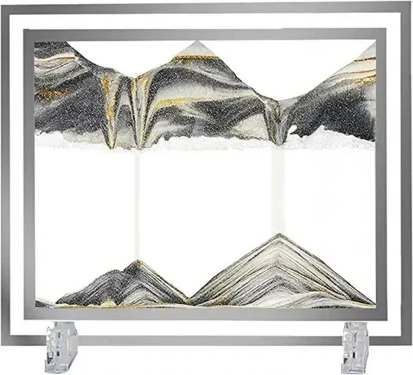 10 inch Square Moving Sand Art Picture | 3D Natural Landscape showpieces for Home, Decor | Antique Gifts for Kids Office, Desktop Decoration, Desk, Table Decorative