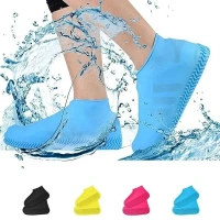 SHAKTISM Waterproof Silicone Shoe Covers, Reusable Rain Boots for Outdoor Activities, Lightweight, Foldable, Easy to Clean - 1 Pair (Random Colour) Multi