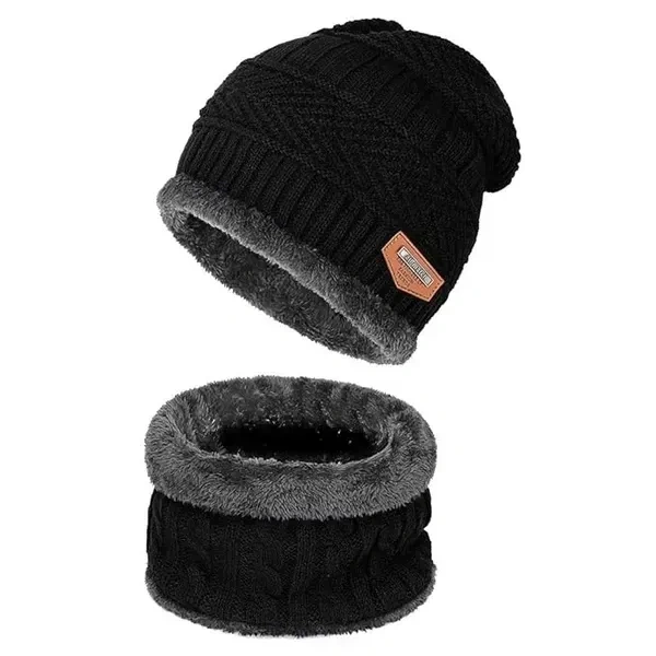 Zonkar Unisex Woolen Winter Beanie Cap with Neck Set Scarf for Man Women Girl