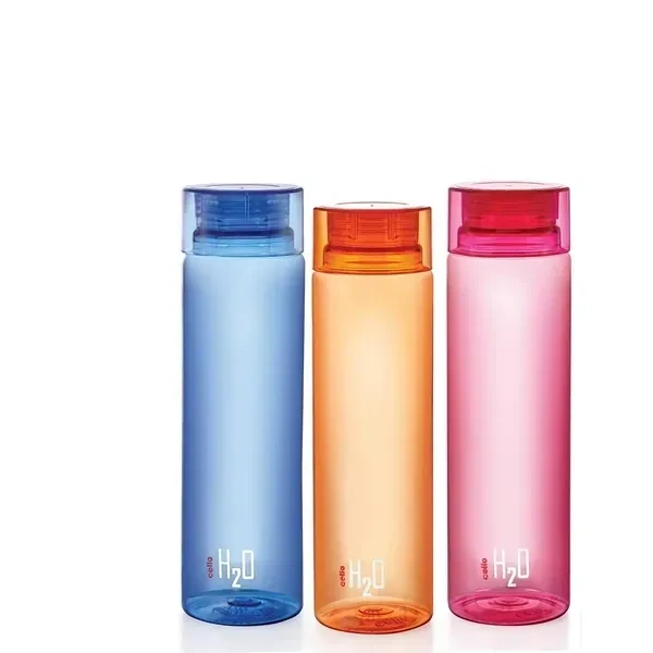 H2O Round Unbreakable Plastic Water Bottle | Lid is sealed by a silicone ring | Leak proof & break-proof | Best Usage for Office/School/College