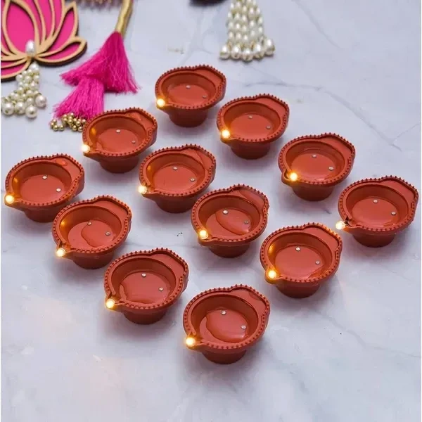 INGFONE Water Sensor Diya for Home Decoration - Electric Flameless & Smokeless LED Diya Lights, Candle for Home Decor, Diwali Festivals Decoration,Christmas,New Year, Festive (Pack of -12)