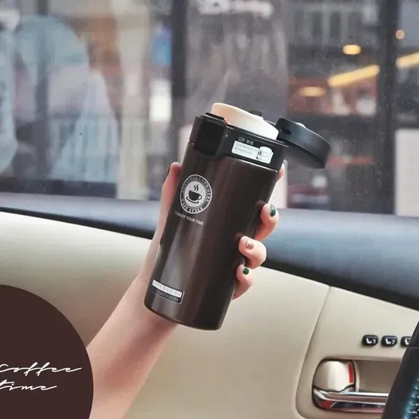 AADCART Travel Mug, Insulated Coffee Cup with Leakproof Lid, Vacuum Insulation Stainless Steel Reusable for Hot Cold Coffee, Water and Tea, Non-Slip Protective Cover, 500 ML - (Multi Color)