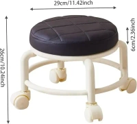 TORIOX Low Roller Seat PU Leather Padded 360 Degree Rotating Rolling Stool for Small Shoe Stool Seat Pulley Wheel Stool for Fitness Barber Salons Kitchen