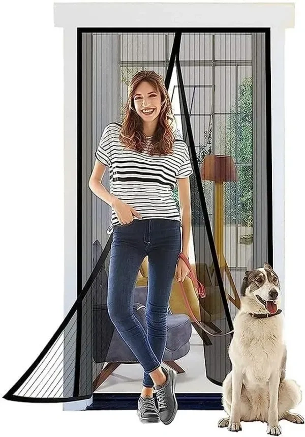 TINKDAS Magic Mesh Magnetic Mosquito Screen Door Net Curtain with Magnet Reinforced Polyester Mesh Curtain Back Door Mesh with Full Frame Hook & Loop Auto-Closing