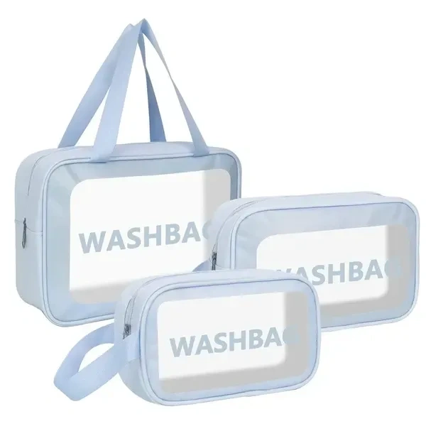 Makeup Travel Pouch, Cosmetic Bag, Travel kit Pouch for Toiletries, Brushes and Cosmetics - Set of 3 - Washbag Pouch - White