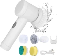 ZUPTIX Multi-Functional Electric Cleaning Brush 5 in 1 Magic Power Scrubber Household Cleaning Tools Spin Scrubber with Buffer Polisher, for Bathroom, Shower, Tub, Kitchen Floor