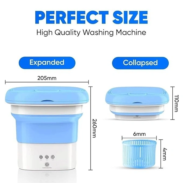 Portable Foldable Mini Top Loading Washing Machine 2kg with Spinner and Dryer for Baby Clothes, Semi Automatic Bucket Washer with Modes for Home, Travel