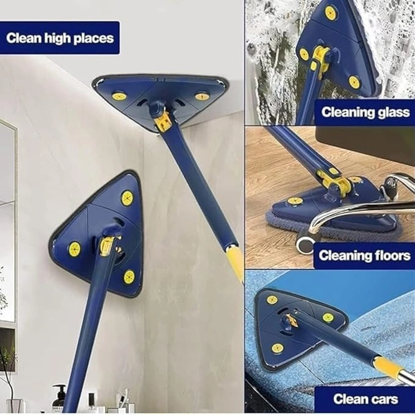 COFENDY 360° Rotatable Adjustable Triangle Cleaning Mop with Stainless Steel Long Handle Push-Pull Squeezing Cleaning Mop Dry & Wet Mop Floor Windows Ceiling