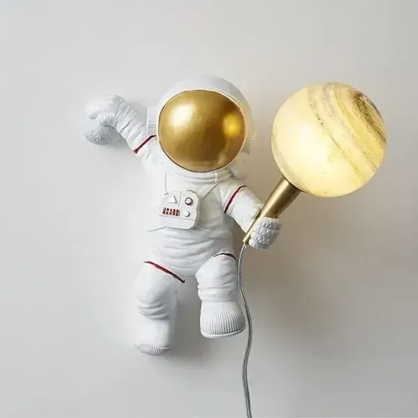The Crafted Gesture Space Explorer Astronaut LED Wall Lamp Wall Sconce for Living Room, Kids' Room, Bedroom, and Bedside Décor|Right-Side